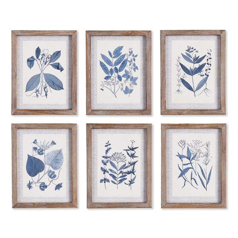 Napa Home Collection-Wall Art, Blue Leaf Petite Prints, Set of 6