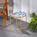 VivaStyle Outdoor Side Table, Printed Metal Side Table, Hydrangea, 19"H