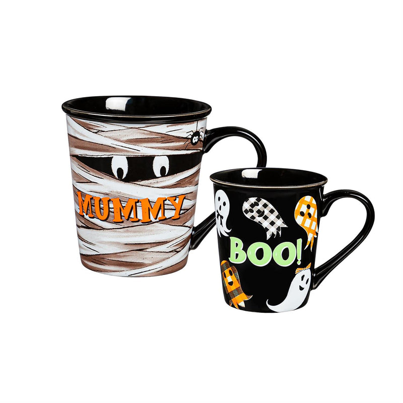 Mommy and Me Ceramic Cup Gift Set, 16 OZ and 8 OZ, Mummy/Boo