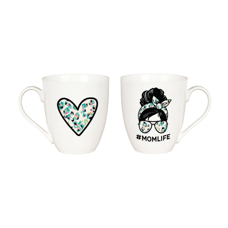 Mommy and Me Ceramic Cup Gift Set, 17 oz. & 7 oz,  Mom Life/Kid Life