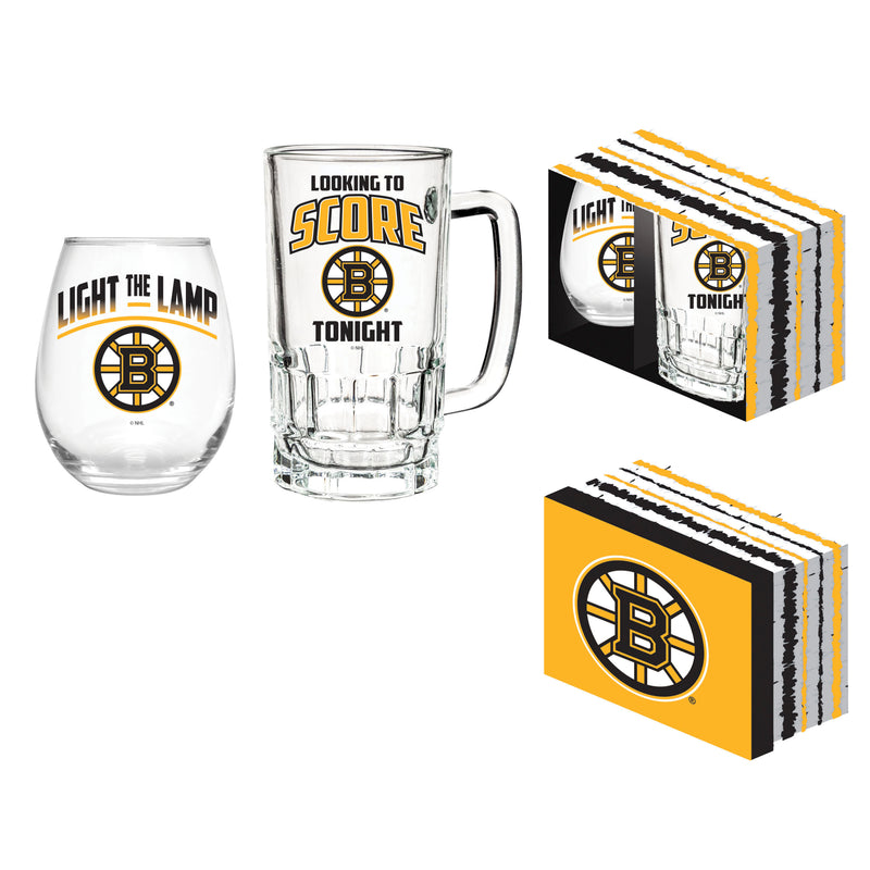Stemless 17OZ Glass & Tankard 16OZ Gift Set, Boston Bruins