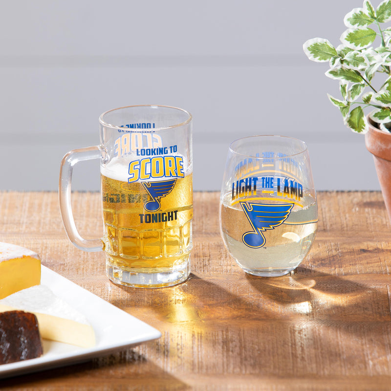 Stemless 17OZ Glass & Tankard 16OZ Gift Set, St Louis Blues