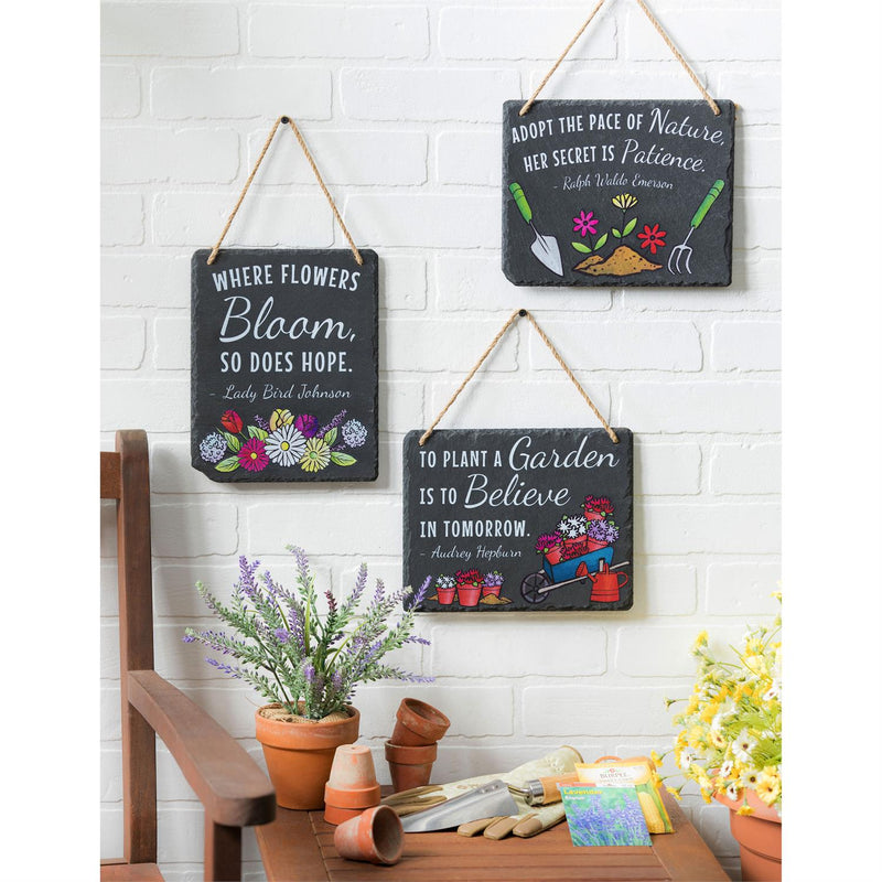 8" x 10" Slate Floral Garden Sign, 3 Asst
