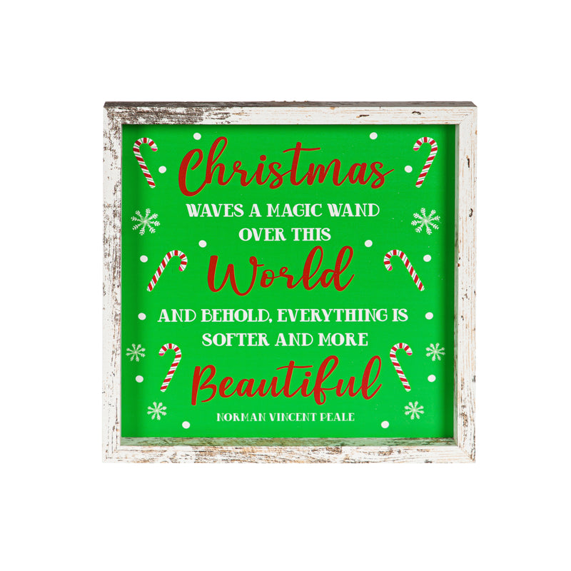 10" H x 10" L Indoor Framed "Christmas Sayings" Wood Wall Art, Asst of 4