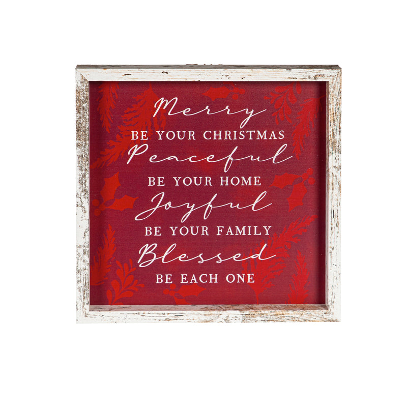 10" H x 10" L Indoor Framed "Christmas Sayings" Wood Wall Art, Asst of 4
