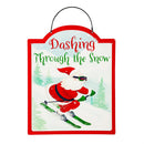 Christmas Vacation Garden Accent, Printed Metal Hanging Sign, Holiday Santa, Asst of 4
