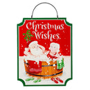 Christmas Vacation Garden Accent, Printed Metal Hanging Sign, Holiday Santa, Asst of 4