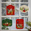 Joyful Traditions Garden Accent, Printed Metal Hanging Birds Sign, Holiday Bird, Asst of 4