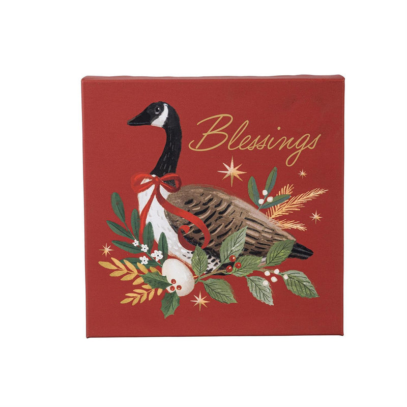 Joyful Traditions Wall Decor, LED Canvas, Holiday Bird, 8" L x 8" H, Asst of 4