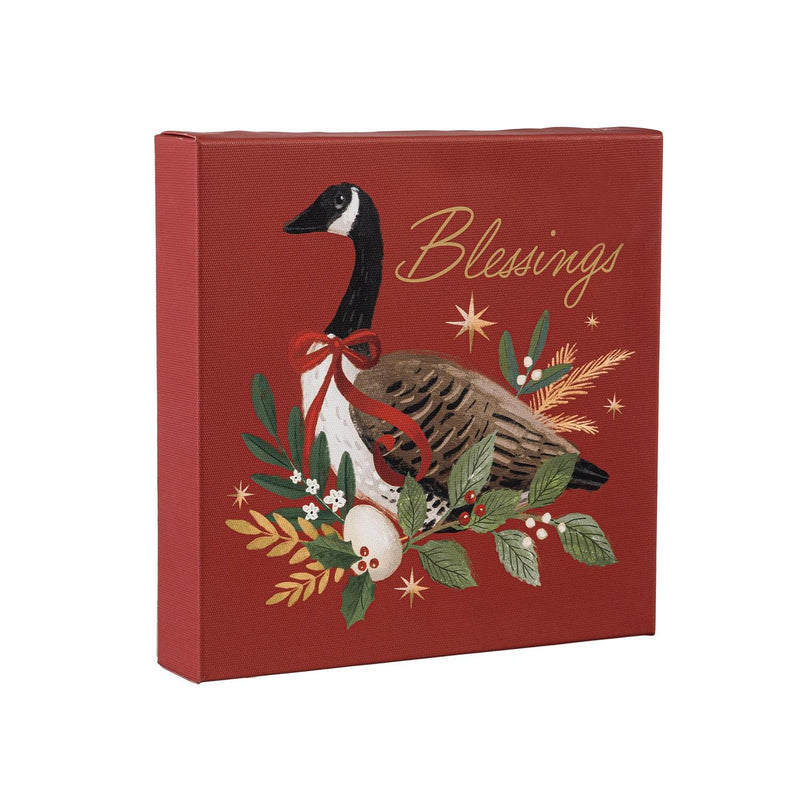 Joyful Traditions Wall Decor, LED Canvas, Holiday Bird, 8" L x 8" H, Asst of 4