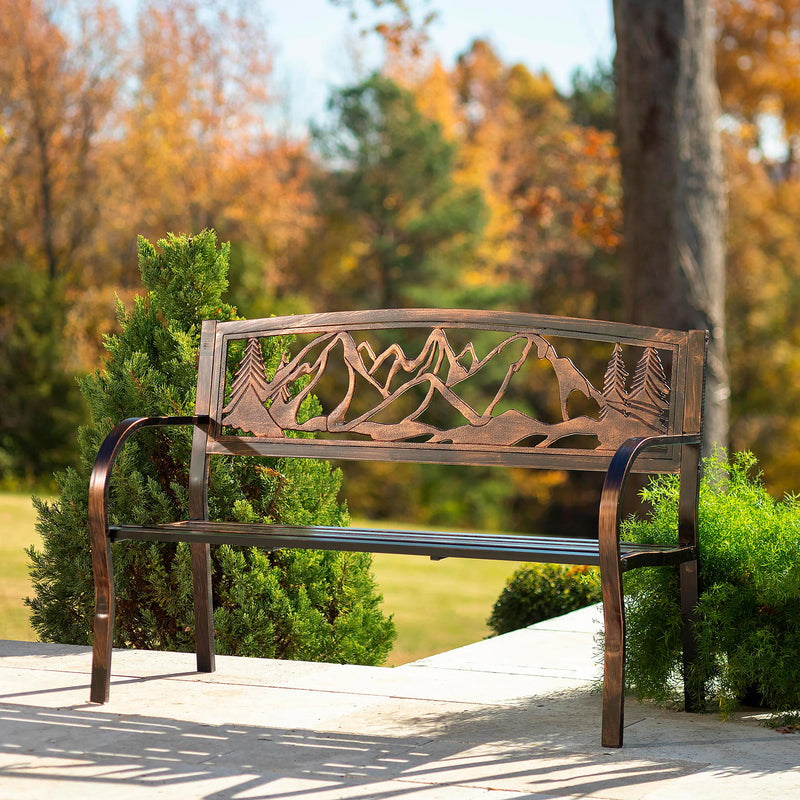 Metal Garden Bench, Mountain View