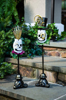 Metal Skeleton Green Head on stand/Skeleton Purple Head on Stand Set of 2,phc300