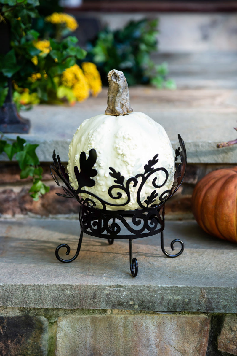 Metal Scroll and Leaves Pumpkin Holder,phl318