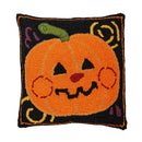 Indoor/Outdoor Jack-O-Lantern Pumpkin Hooked Polypropylene Throw Pillow 18"x18"