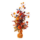 Harvest Pumpkin Table Top Decor With Velvet
