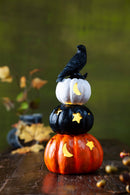 6.5" LED Resin Pumpkins with Crow Tabletop Decor,phl360