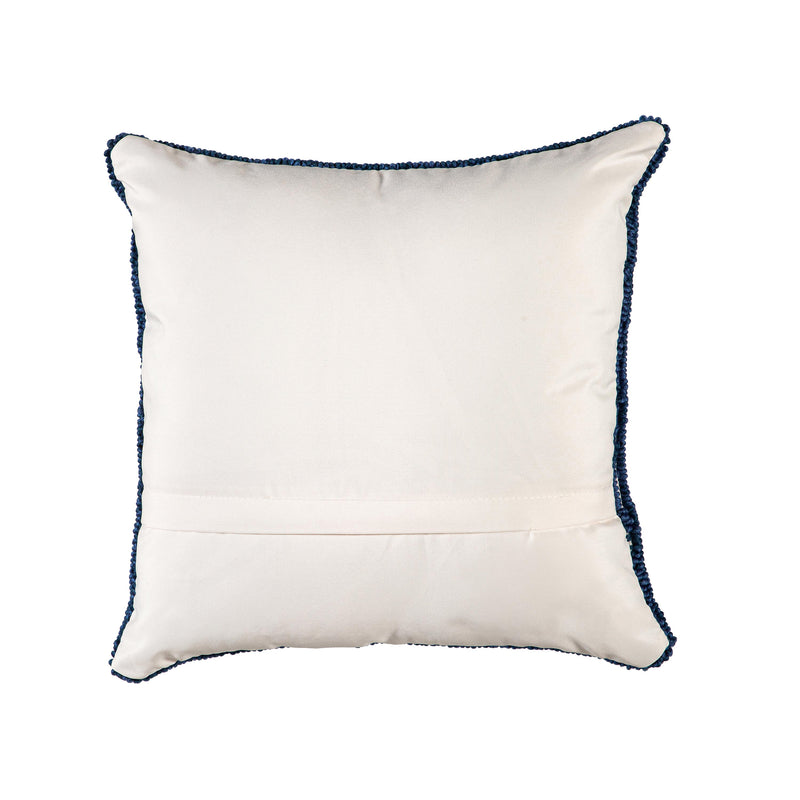 Indoor/Outdoor  Hooked Polypropylene Birds in Branches Throw Pillow 18"x18"
