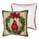 Indoor/Outdoor Hooked Pillow, Polypropylene, Cardinal Joy, 18"x18"