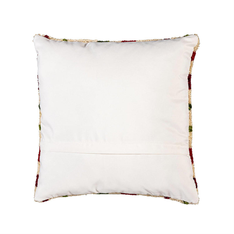 Indoor/Outdoor Hooked Pillow, Polypropylene, Christmas Plaid, 18"x18"
