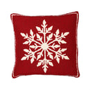 Indoor/Outdoor Hooked Pillow, Polypropylene, Snowflake, 18"x18"