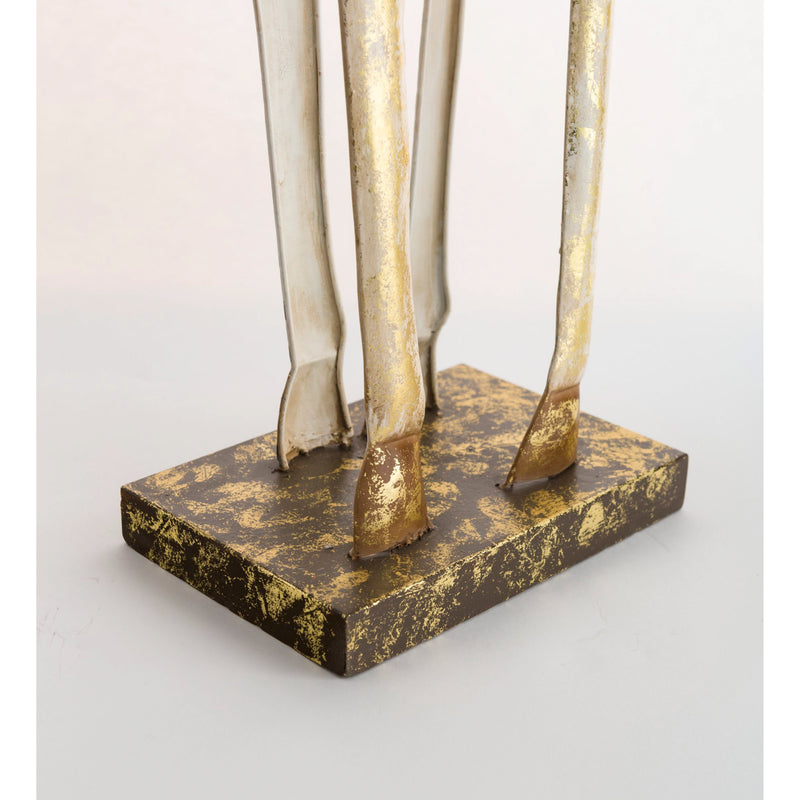 Gold and White Painted Iron Standing Tall Deer Statue,phl915