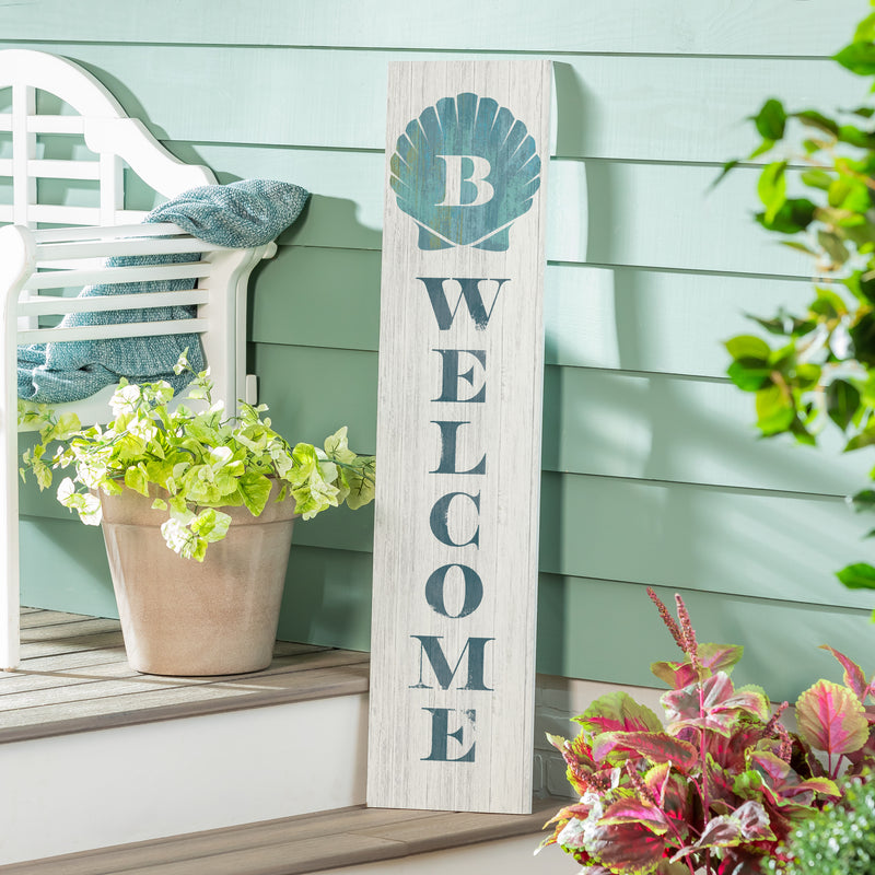 Coastal Porch Leaner Shell Monogram 46" B B
