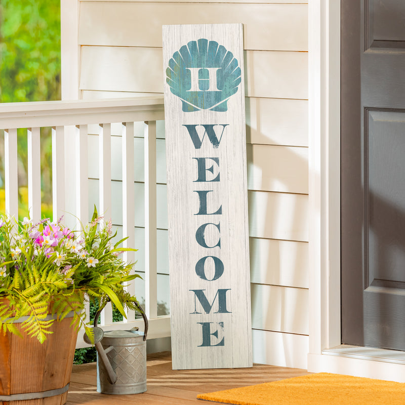 Coastal Porch Leaner Shell Monogram 46" H H