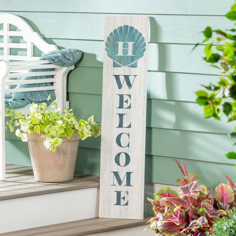 Coastal Porch Leaner Shell Monogram 46" H H