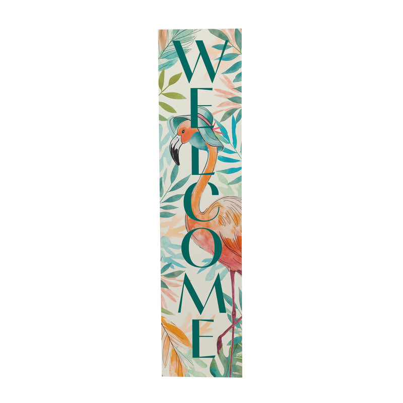 Palm Beach Flamingo Porch Leaner, "Welcome", 46"H