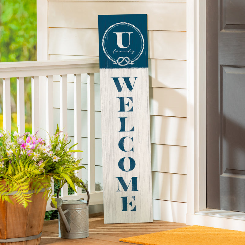 Coastal Porch Leaner Nautical Monogram 46" U U