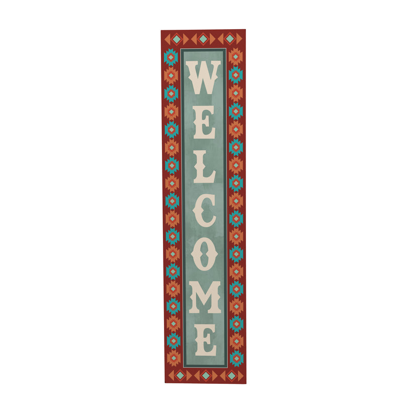 Southwest Pueblo Porch Leaner, Aztec "Welcome", 46"H