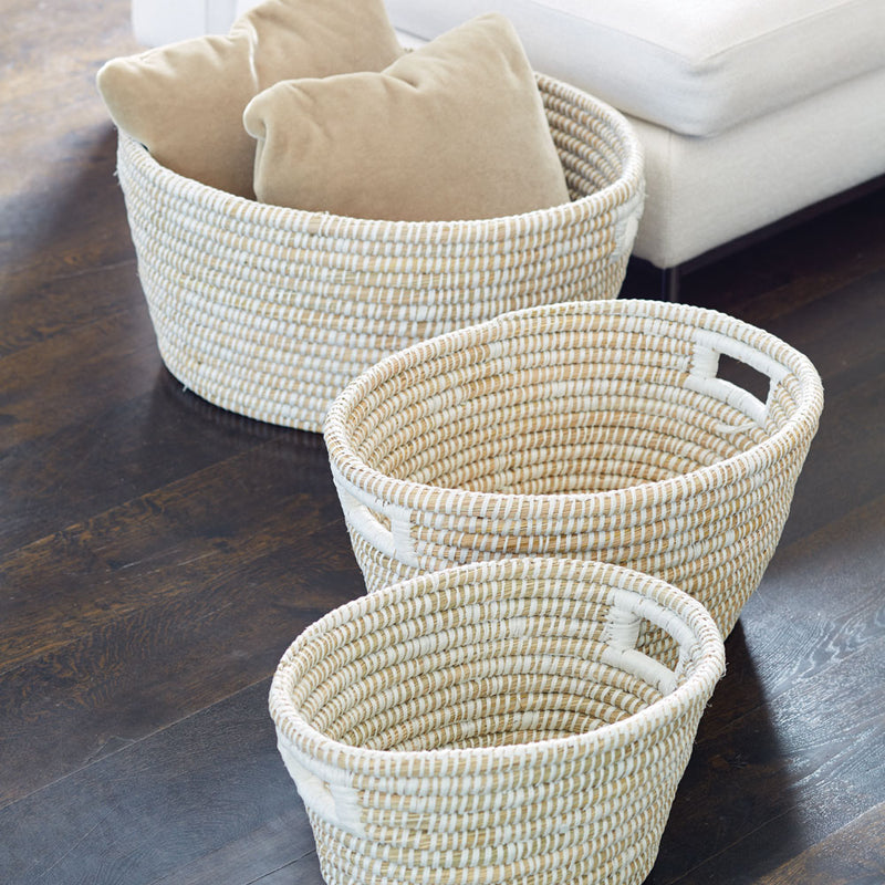 Rvergras Oval Baskets W/ Hndls , Set of 3