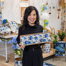 VivaStyle Serveware, Rectangular Wood Serving Tray, Hydrangea, 18"L