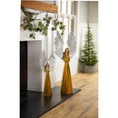 Small Golden Angel with Raised Metal Wings and Holding a Cross