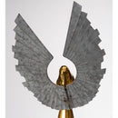 Small Golden Angel with Raised Metal Wings and Holding a Cross