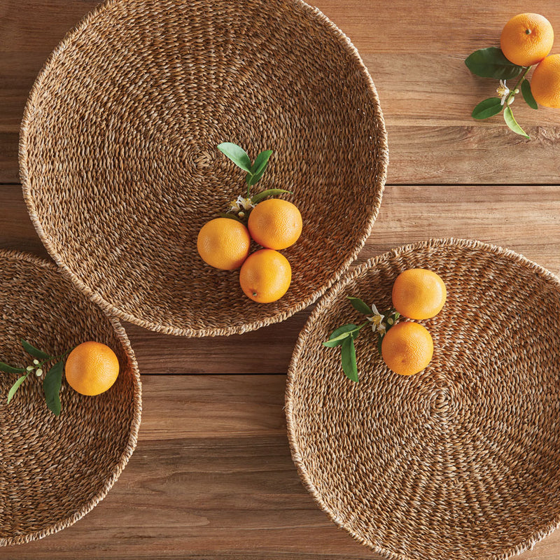 Seagrass Round Trays , Set of 3