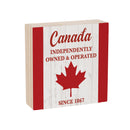 Canada Strong Vintage Wood Sign Plock,"Canada Independtly Owned", 6"x6"