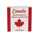 Canada Strong Vintage Wood Sign Plock,"Canada Independtly Owned", 6"x6"