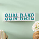 Blue Coastal Make Waves Wood Mantle Sign, "Sun Rays Beach Waves", 18"x5"