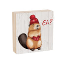 Canada Strong Vintage Wood Sign Plock, Beaver "Eh?", 6"x6"