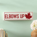 Canada Strong Vintage Wood Mantle Sign, "Elbows Up", 18"x5"