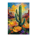 Southwest Pueblo Indoor Wall Decor, Wood, Desert Flower and Cactus, 24"x16"