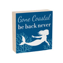 Blue Coastal Coral Sea Wood Sign Plock, Mermaid "Gone Coastal", 6"x6"