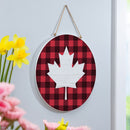 Canada Strong Maple Leaf Wood Door Decor, Buffalo Check, 18"