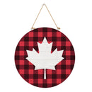Canada Strong Maple Leaf Wood Door Decor, Buffalo Check, 18"