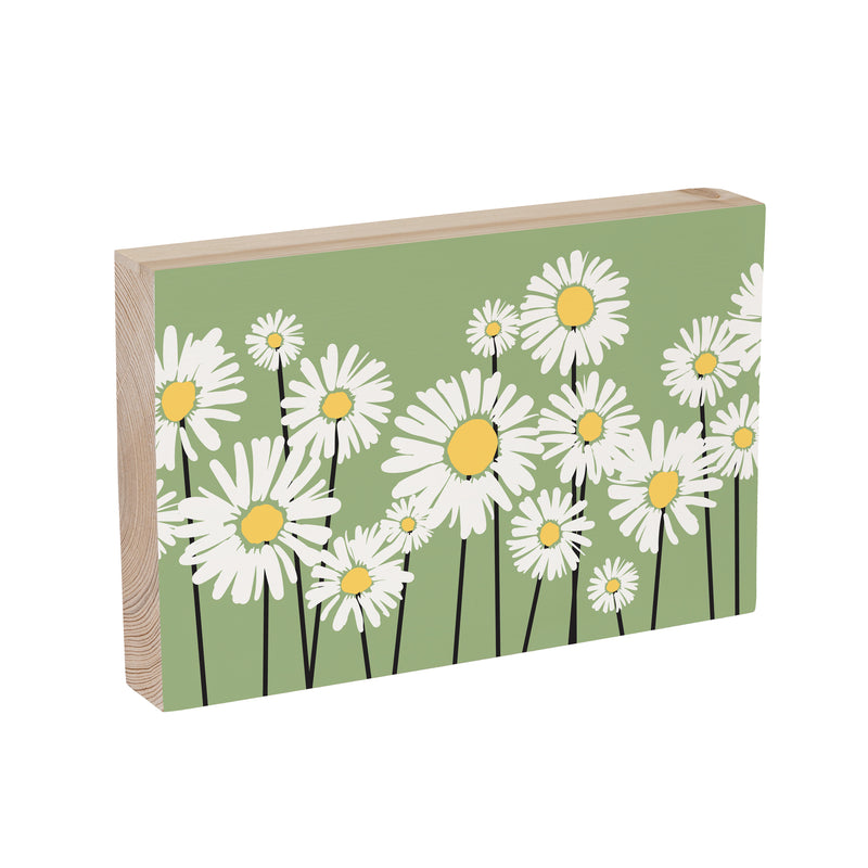 Daisy Scape Wood Sign Plock, 12"x8"
