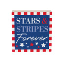 American Classic Stars & Stripes Wood Sign Plock,"Forever", 6"x6"