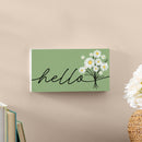Daisy Scape Wood Hanging Sign w/ Rope, "Hello" Bouquet, 11"x6"