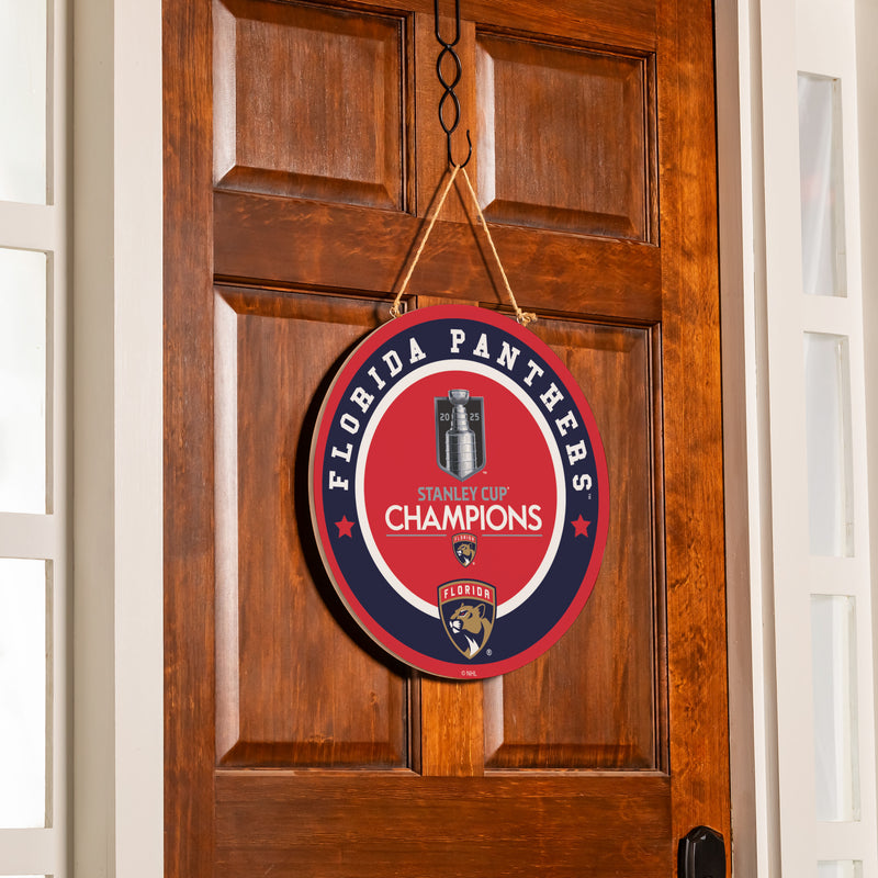 Florida Panthers Round Door Decor with Hanging Rope, 18x18