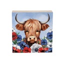 American Classic Highland Cow Wood Sign Plock, 6"x6"